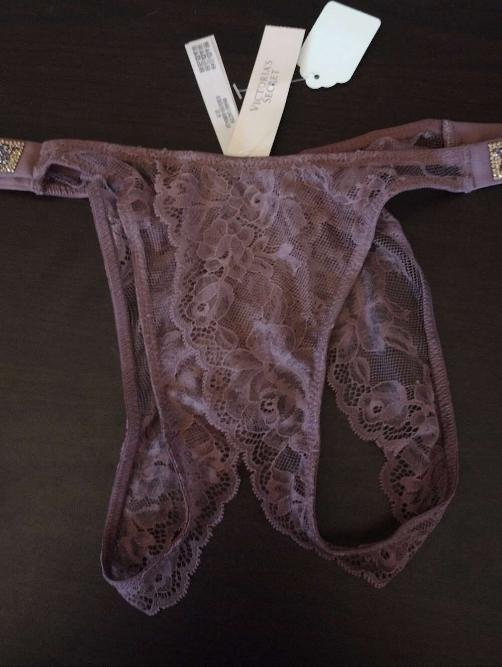 NWT Victoria's Secret Very Sexy- Mauve Open Brazilian W/ Shiny Straps Panty M